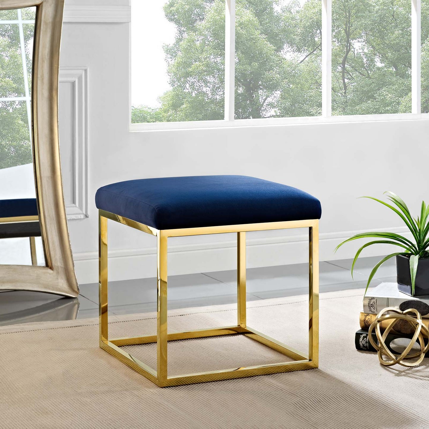 Modway Outlet Anticipate Ottoman by Modway  Living Room Furniture Gold Navy - EEI-2849-GLD-NAV