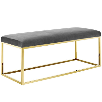 Modway Outlet Anticipate Fabric Bench by Modway  Living Room Furniture Gold Gray - EEI-2851-GLD-GRY