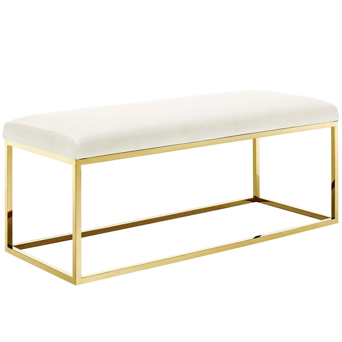 Modway Outlet Anticipate Fabric Bench by Modway  Living Room Furniture Gold Ivory - EEI-2851-GLD-IVO