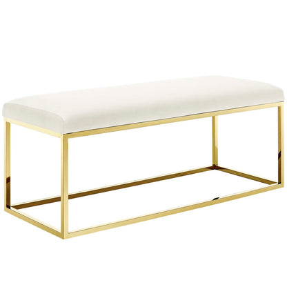 Modway Outlet Anticipate Fabric Bench by Modway  Living Room Furniture Gold Ivory - EEI-2851-GLD-IVO