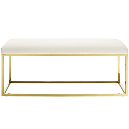 Modway Outlet Anticipate Fabric Bench by Modway  Living Room Furniture Gold Ivory - EEI-2851-GLD-IVO