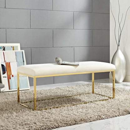 Modway Outlet Anticipate Fabric Bench by Modway  Living Room Furniture Gold Ivory - EEI-2851-GLD-IVO