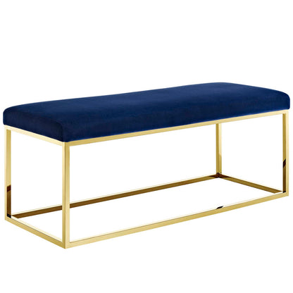 Modway Outlet Anticipate Fabric Bench by Modway  Living Room Furniture Gold Navy - EEI-2851-GLD-NAV