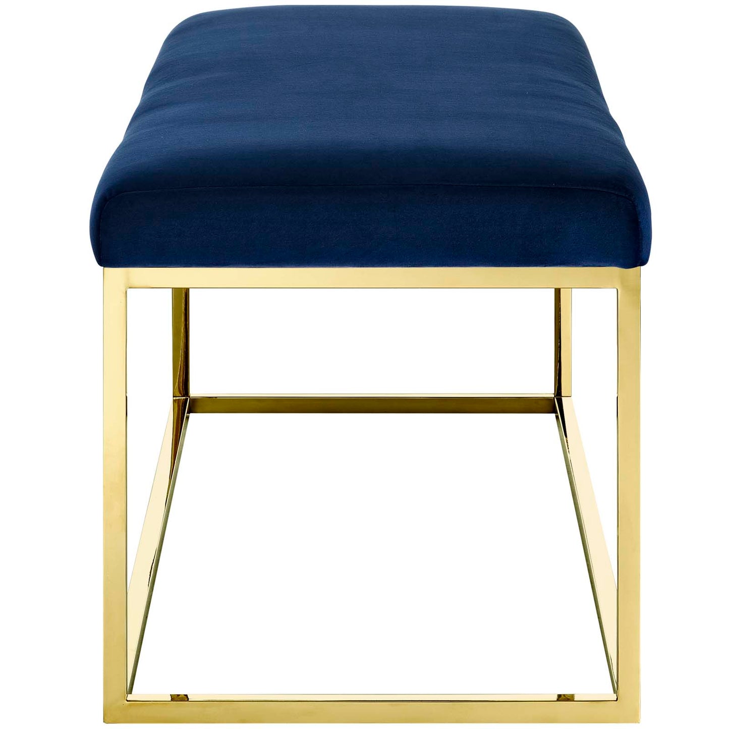 Modway Outlet Anticipate Fabric Bench by Modway  Living Room Furniture Gold Navy - EEI-2851-GLD-NAV
