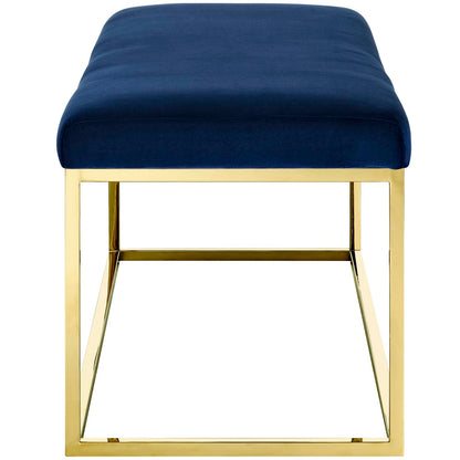 Modway Outlet Anticipate Fabric Bench by Modway  Living Room Furniture Gold Navy - EEI-2851-GLD-NAV