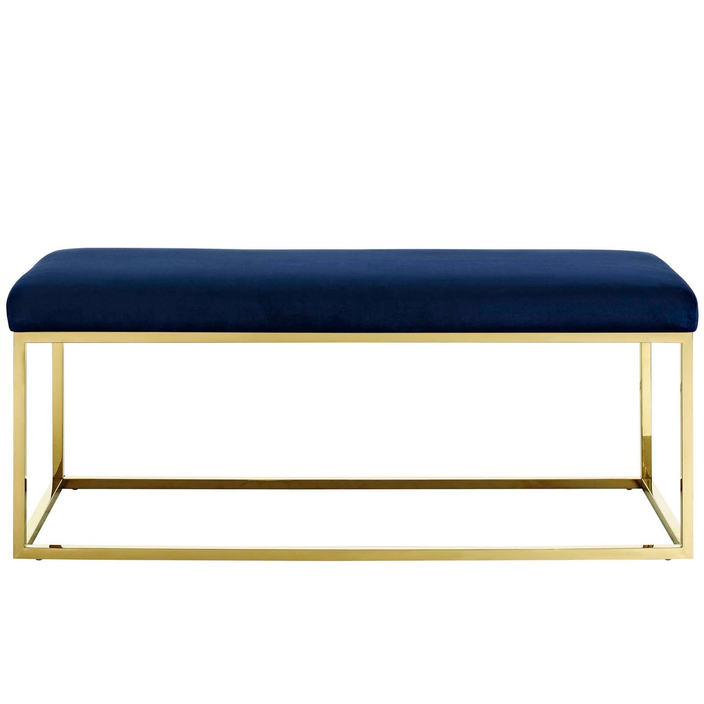 Modway Outlet Anticipate Fabric Bench by Modway  Living Room Furniture Gold Navy - EEI-2851-GLD-NAV
