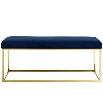 Modway Outlet Anticipate Fabric Bench by Modway  Living Room Furniture Gold Navy - EEI-2851-GLD-NAV