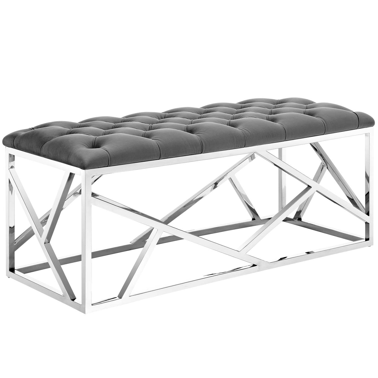 Modway Outlet Intersperse Bench by Modway  Living Room Furniture Silver Gray - EEI-2867-SLV-GRY