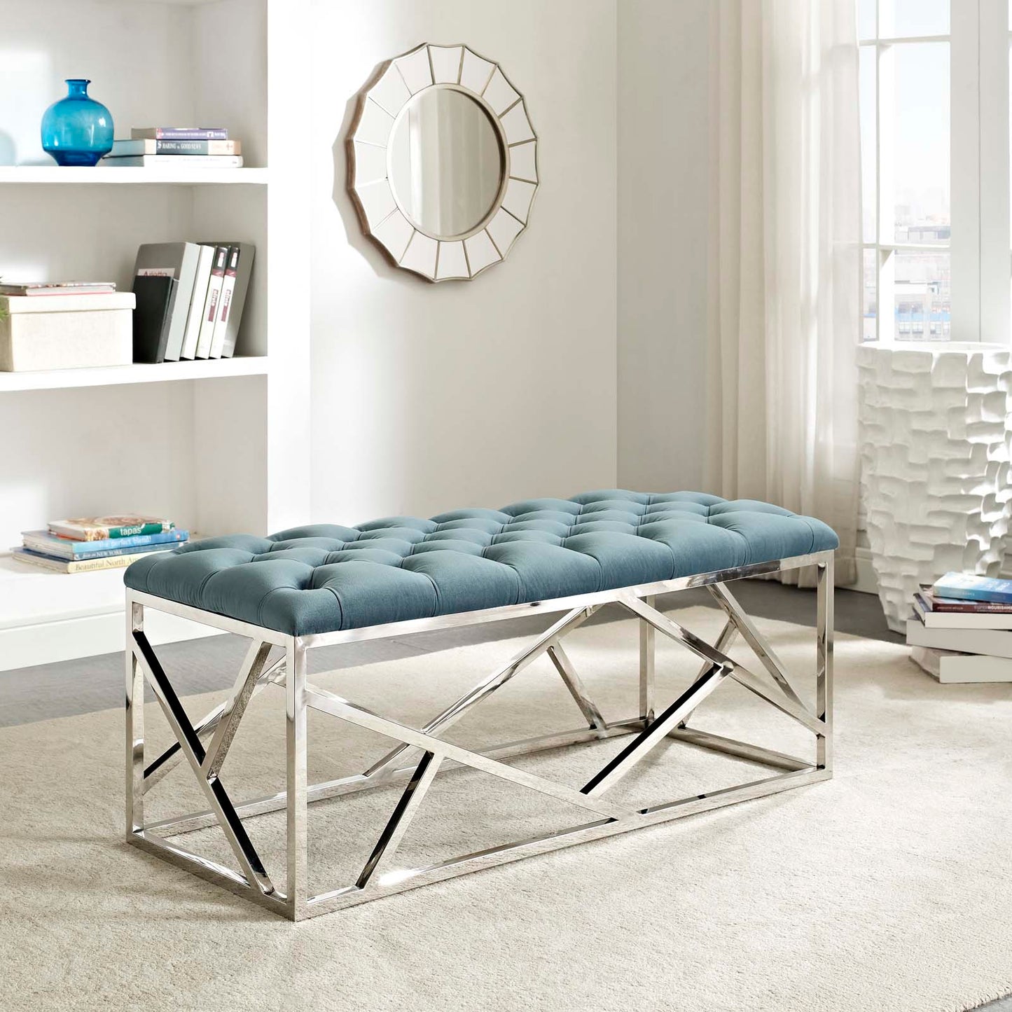 Modway Outlet Intersperse Bench by Modway  Living Room Furniture Sea Blue - EEI-2867-SLV-SEA