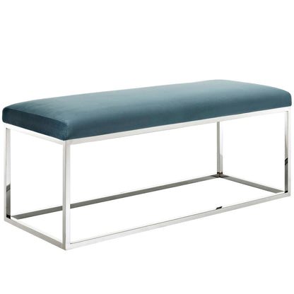 Modway Outlet Anticipate Performance Velvet Bench by Modway  Living Room Furniture Sea Blue - EEI-2869-SLV-SEA