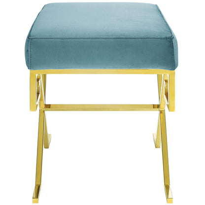 Modway Outlet Twist Performance Velvet Bench by Modway  Living Room Furniture Sea Blue - EEI-2877-GLD-SEA