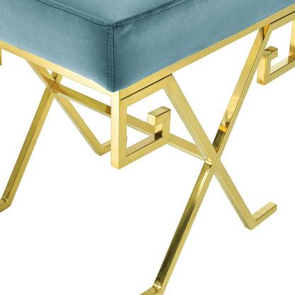 Modway Outlet Twist Performance Velvet Bench by Modway  Living Room Furniture Sea Blue - EEI-2877-GLD-SEA