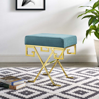 Modway Outlet Twist Performance Velvet Bench by Modway  Living Room Furniture Sea Blue - EEI-2877-GLD-SEA