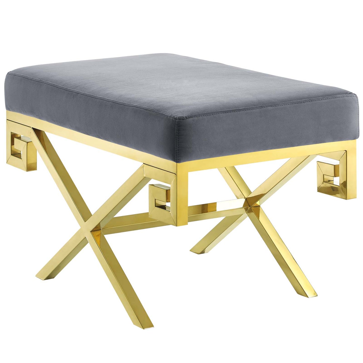 Modway Outlet Rove Velvet Performance Velvet Bench by Modway  Living Room Furniture Gold Gray - EEI-2879-GLD-GRY