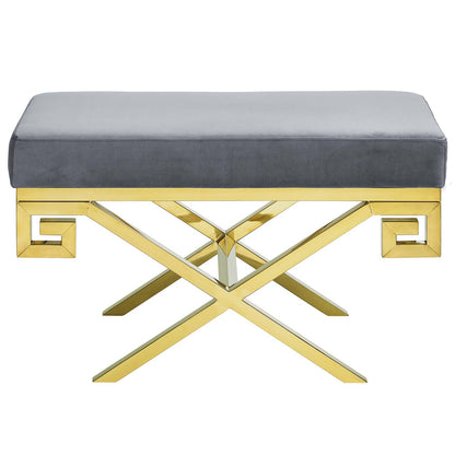 Modway Outlet Rove Velvet Performance Velvet Bench by Modway  Living Room Furniture Gold Gray - EEI-2879-GLD-GRY
