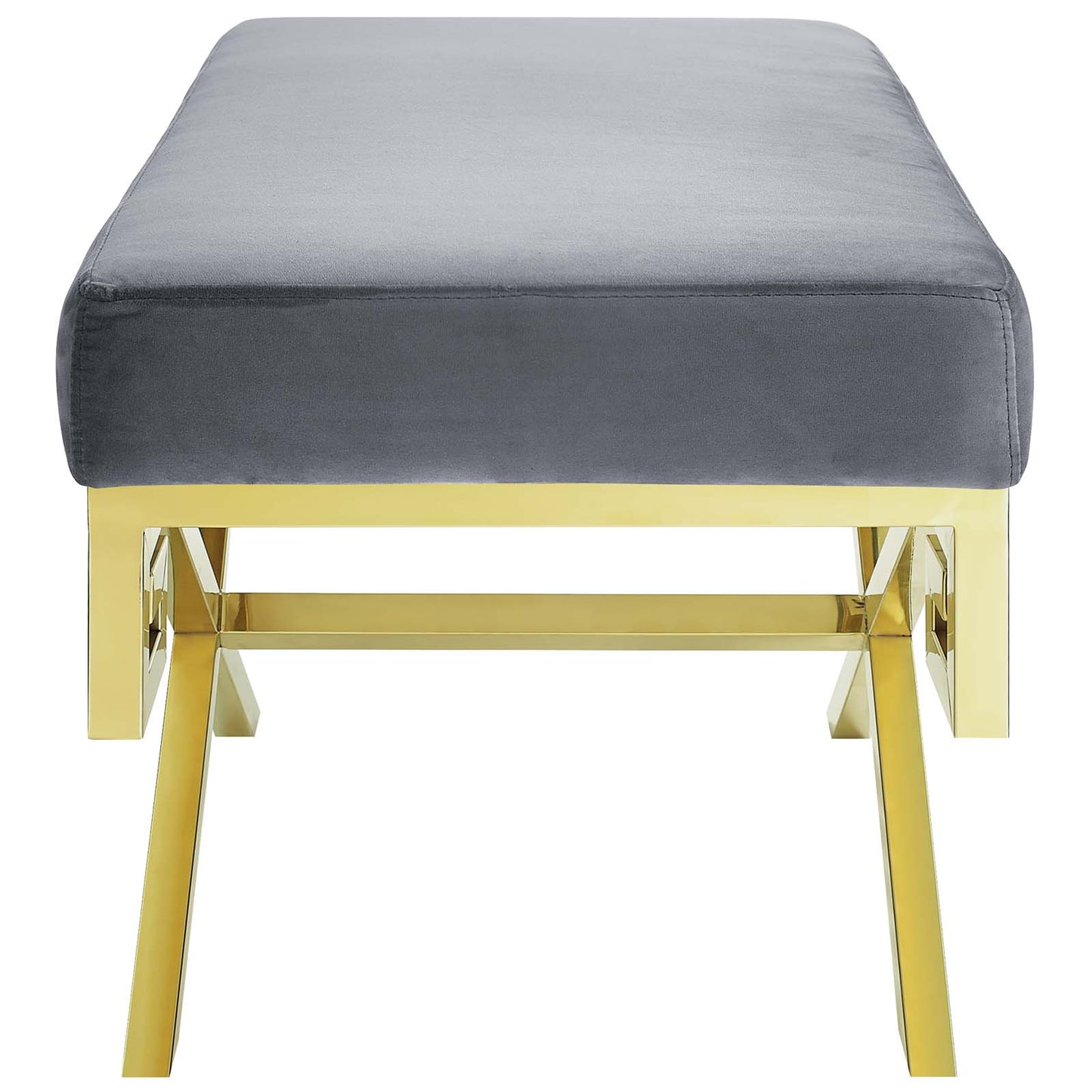 Modway Outlet Rove Velvet Performance Velvet Bench by Modway  Living Room Furniture Gold Gray - EEI-2879-GLD-GRY