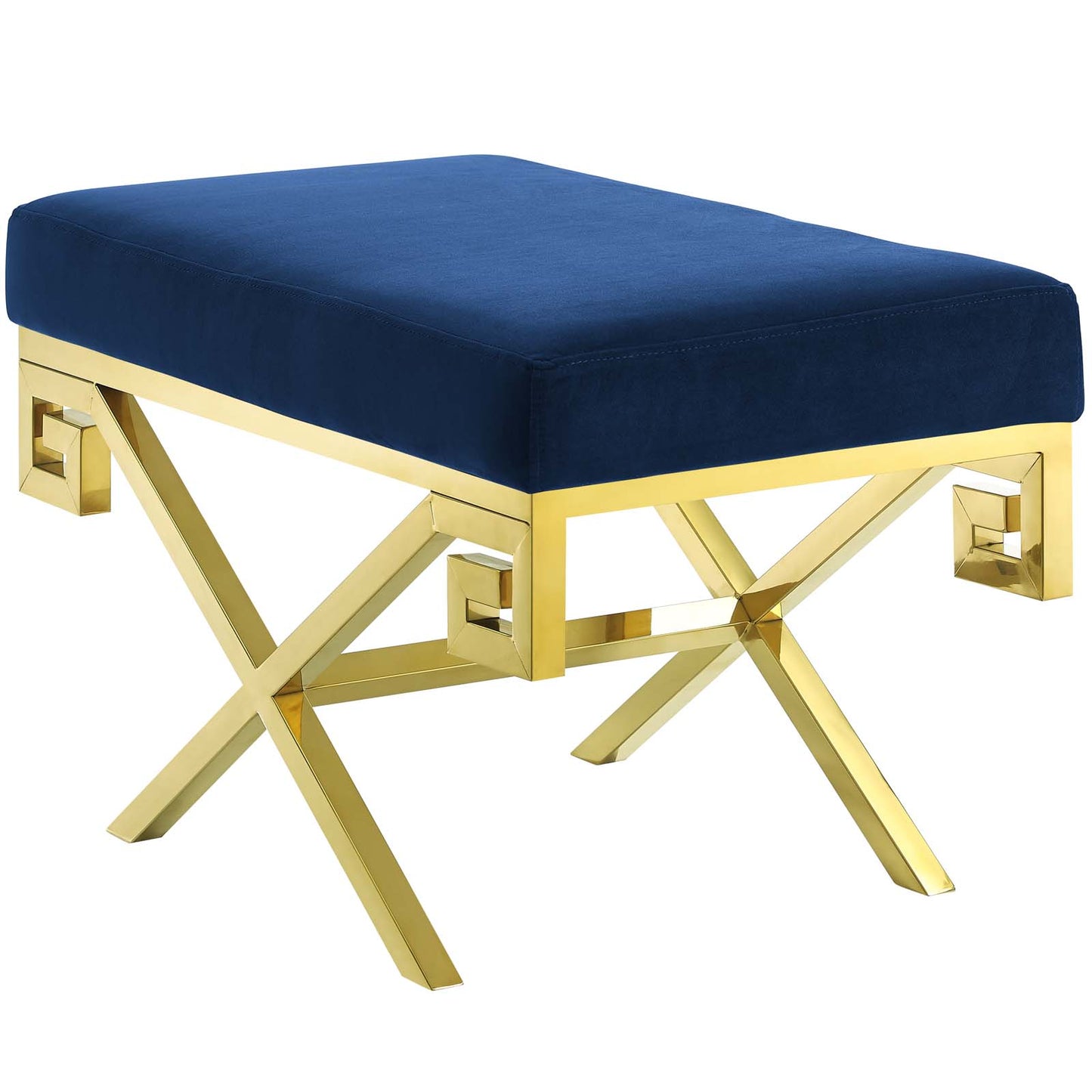 Modway Outlet Rove Velvet Performance Velvet Bench by Modway  Living Room Furniture Gold Navy - EEI-2879-GLD-NAV
