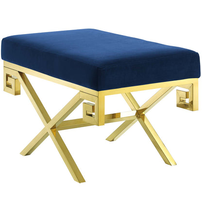 Modway Outlet Rove Velvet Performance Velvet Bench by Modway  Living Room Furniture Gold Navy - EEI-2879-GLD-NAV