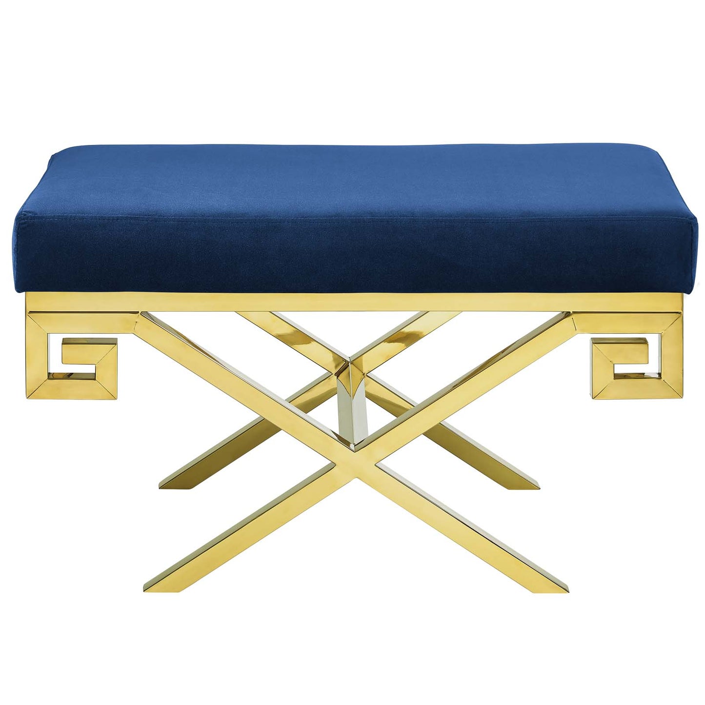 Modway Outlet Rove Velvet Performance Velvet Bench by Modway  Living Room Furniture Gold Navy - EEI-2879-GLD-NAV