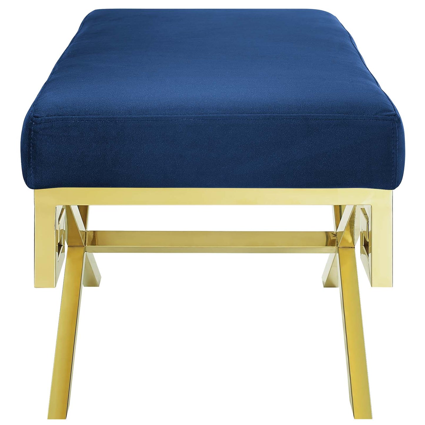 Modway Outlet Rove Velvet Performance Velvet Bench by Modway  Living Room Furniture Gold Navy - EEI-2879-GLD-NAV
