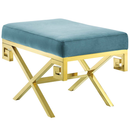 Modway Outlet Rove Velvet Performance Velvet Bench by Modway  Living Room Furniture Sea Blue - EEI-2879-GLD-SEA