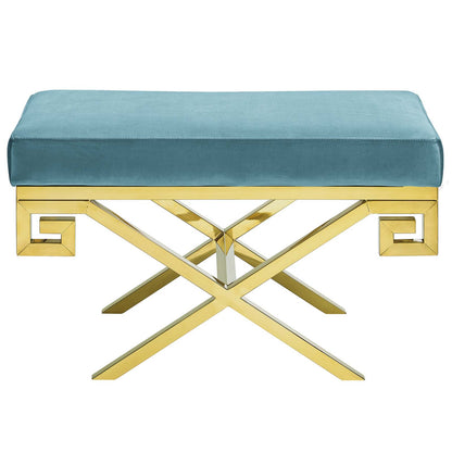 Modway Outlet Rove Velvet Performance Velvet Bench by Modway  Living Room Furniture Sea Blue - EEI-2879-GLD-SEA