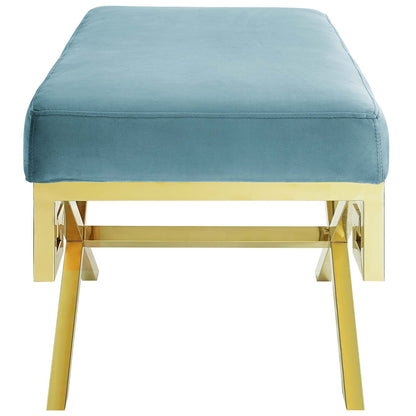 Modway Outlet Rove Velvet Performance Velvet Bench by Modway  Living Room Furniture Sea Blue - EEI-2879-GLD-SEA