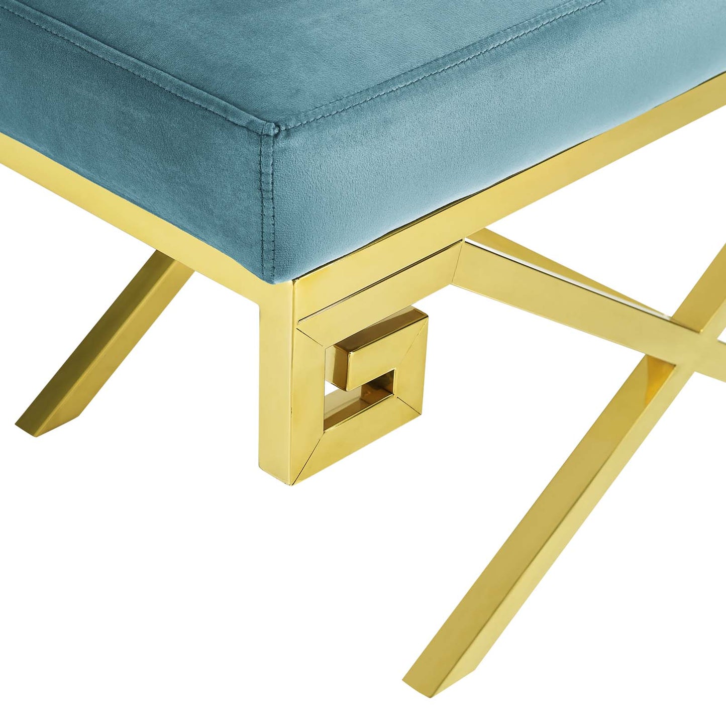 Modway Outlet Rove Velvet Performance Velvet Bench by Modway  Living Room Furniture Sea Blue - EEI-2879-GLD-SEA
