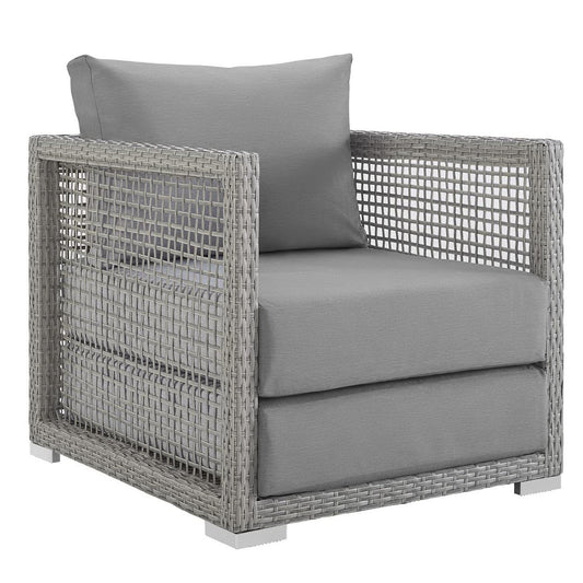 Modway - Aura Rattan Outdoor Patio Armchair by Modway  Outdoor Furniture Sofa Sectionals Gray - EEI-2918-GRY-GRY