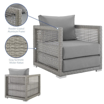 Modway - Aura Rattan Outdoor Patio Armchair by Modway  Outdoor Furniture Sofa Sectionals Gray - EEI-2918-GRY-GRY