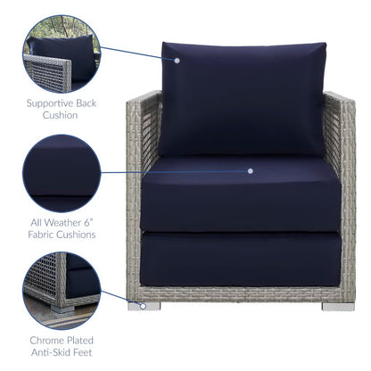 Modway - Aura Rattan Outdoor Patio Armchair by Modway  Outdoor Furniture Sofa Sectionals Blue - EEI-2918-GRY-NAV