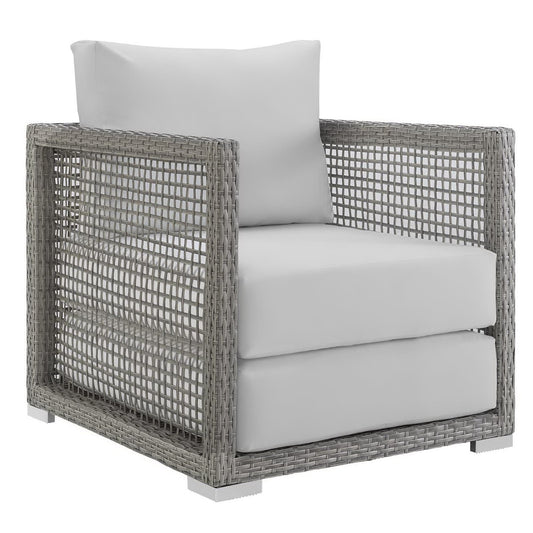 Modway - Aura Rattan Outdoor Patio Armchair by Modway  Outdoor Furniture Sofa Sectionals White - EEI-2918-GRY-WHI