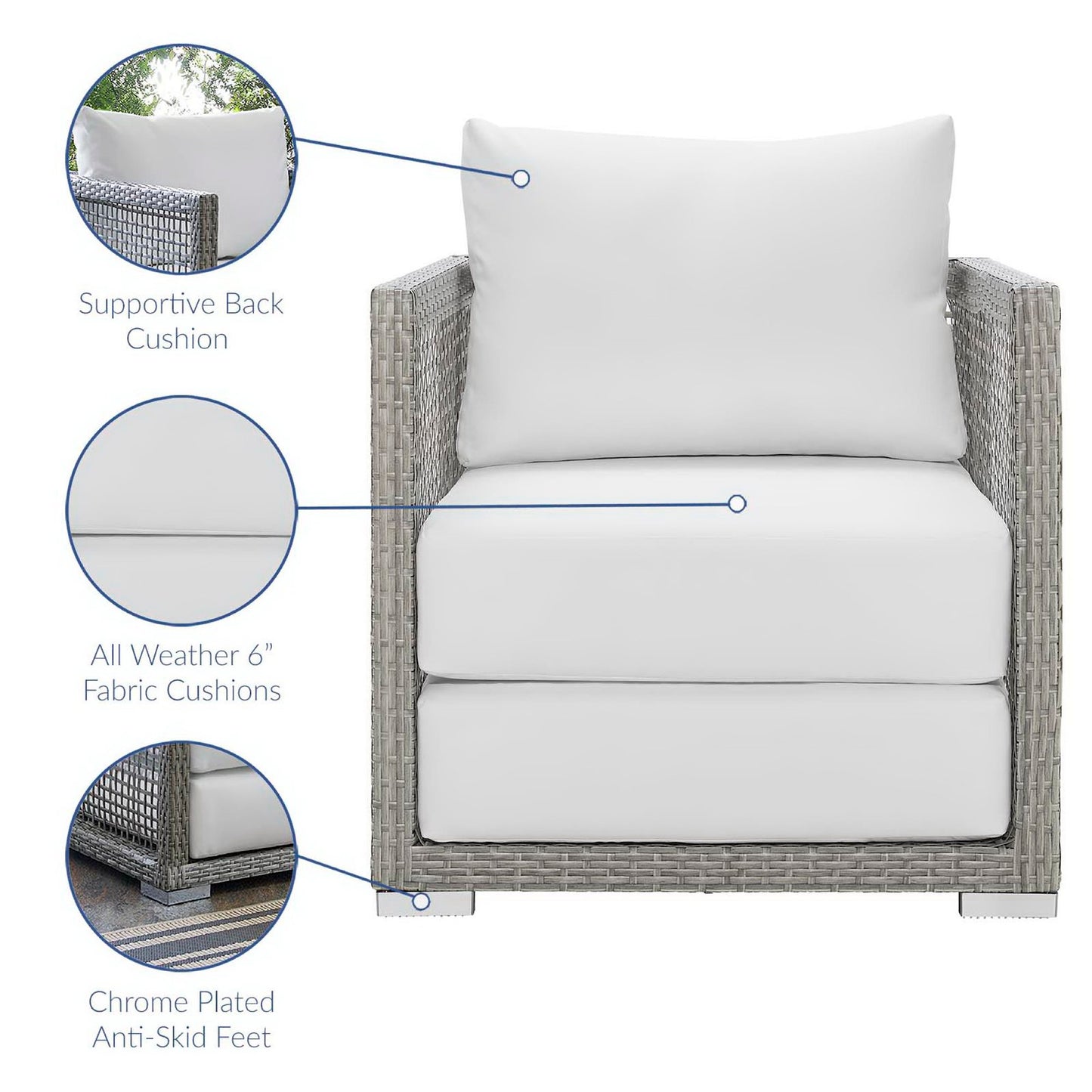 Modway - Aura Rattan Outdoor Patio Armchair by Modway  Outdoor Furniture Sofa Sectionals White - EEI-2918-GRY-WHI