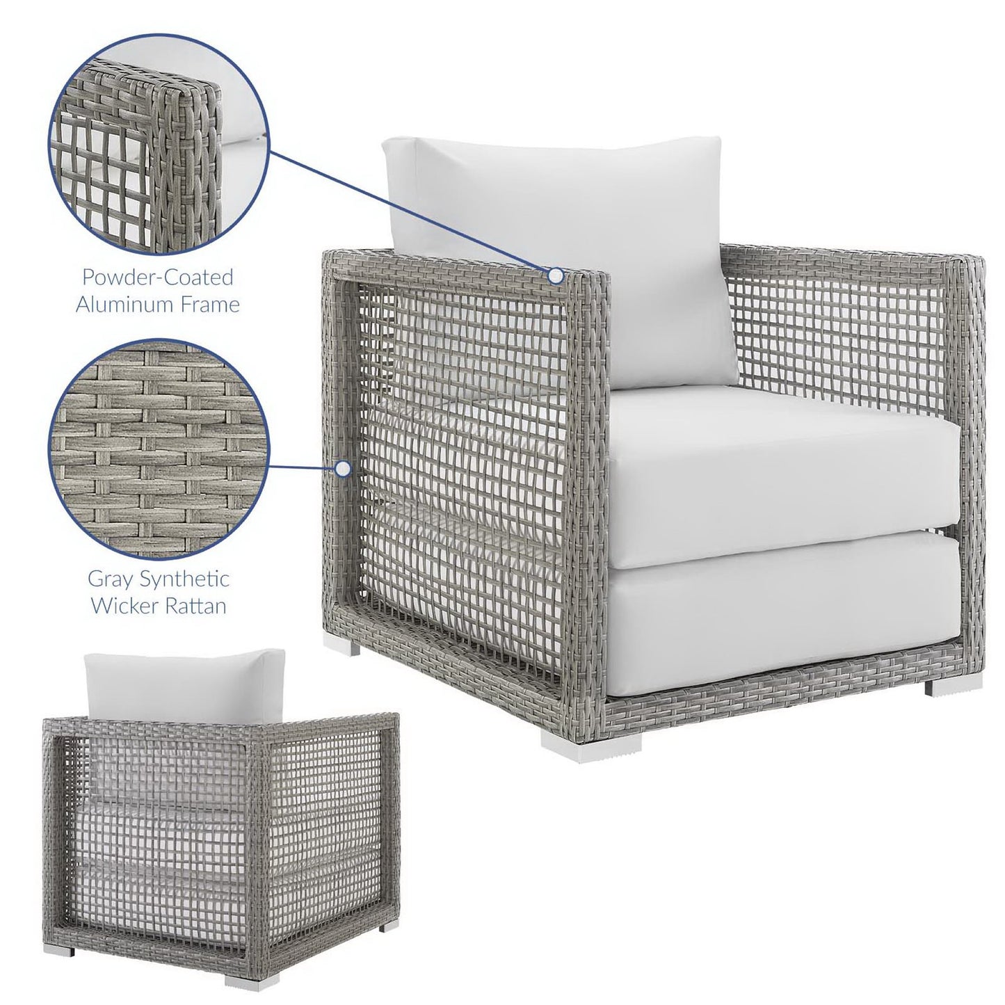 Modway - Aura Rattan Outdoor Patio Armchair by Modway  Outdoor Furniture Sofa Sectionals White - EEI-2918-GRY-WHI