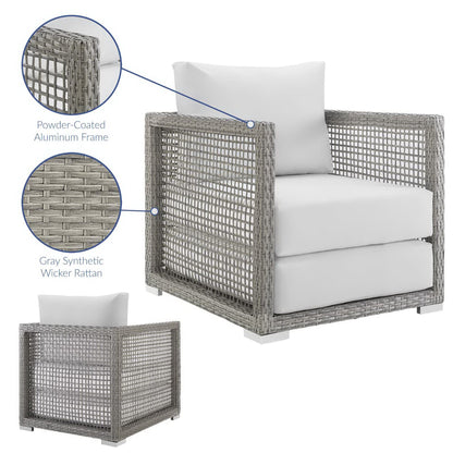 Modway - Aura Rattan Outdoor Patio Armchair by Modway  Outdoor Furniture Sofa Sectionals White - EEI-2918-GRY-WHI