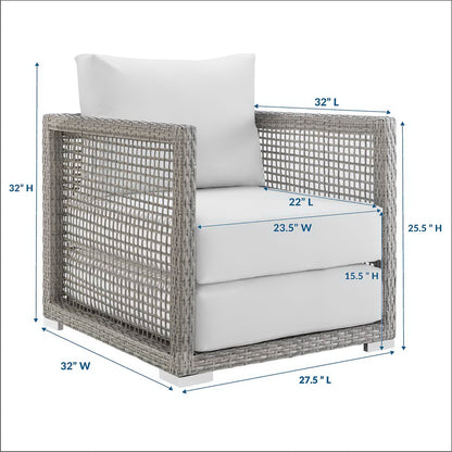 Modway - Aura Rattan Outdoor Patio Armchair by Modway  Outdoor Furniture Sofa Sectionals White - EEI-2918-GRY-WHI