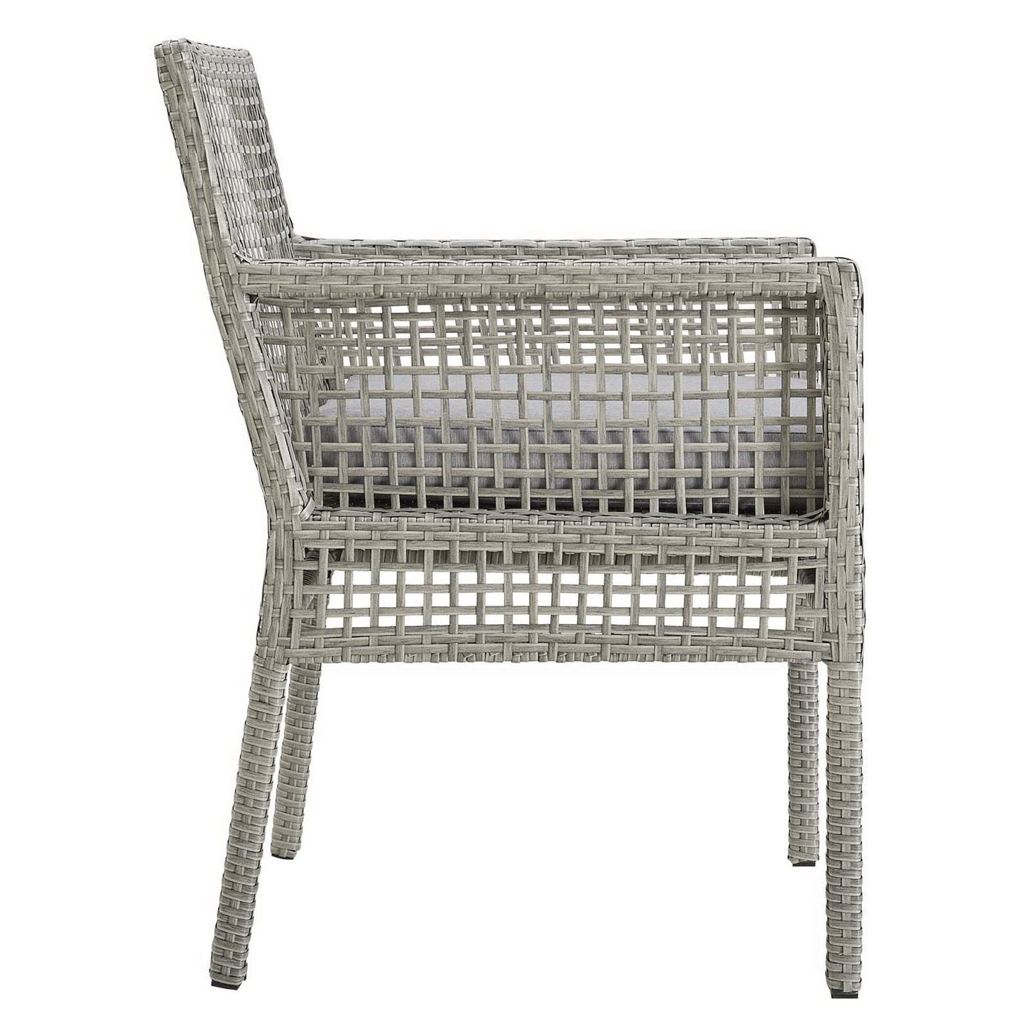 Modway - Aura Outdoor Patio Wicker Rattan Dining Armchair by Modway  Outdoor Furniture Bar and Dining Gray - EEI-2920-GRY-GRY