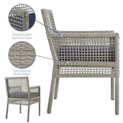 Modway - Aura Outdoor Patio Wicker Rattan Dining Armchair by Modway  Outdoor Furniture Bar and Dining Blue - EEI-2920-GRY-NAV