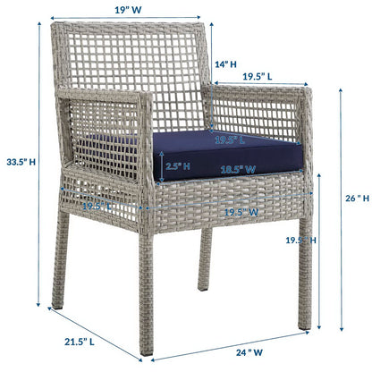Modway - Aura Outdoor Patio Wicker Rattan Dining Armchair by Modway  Outdoor Furniture Bar and Dining Blue - EEI-2920-GRY-NAV
