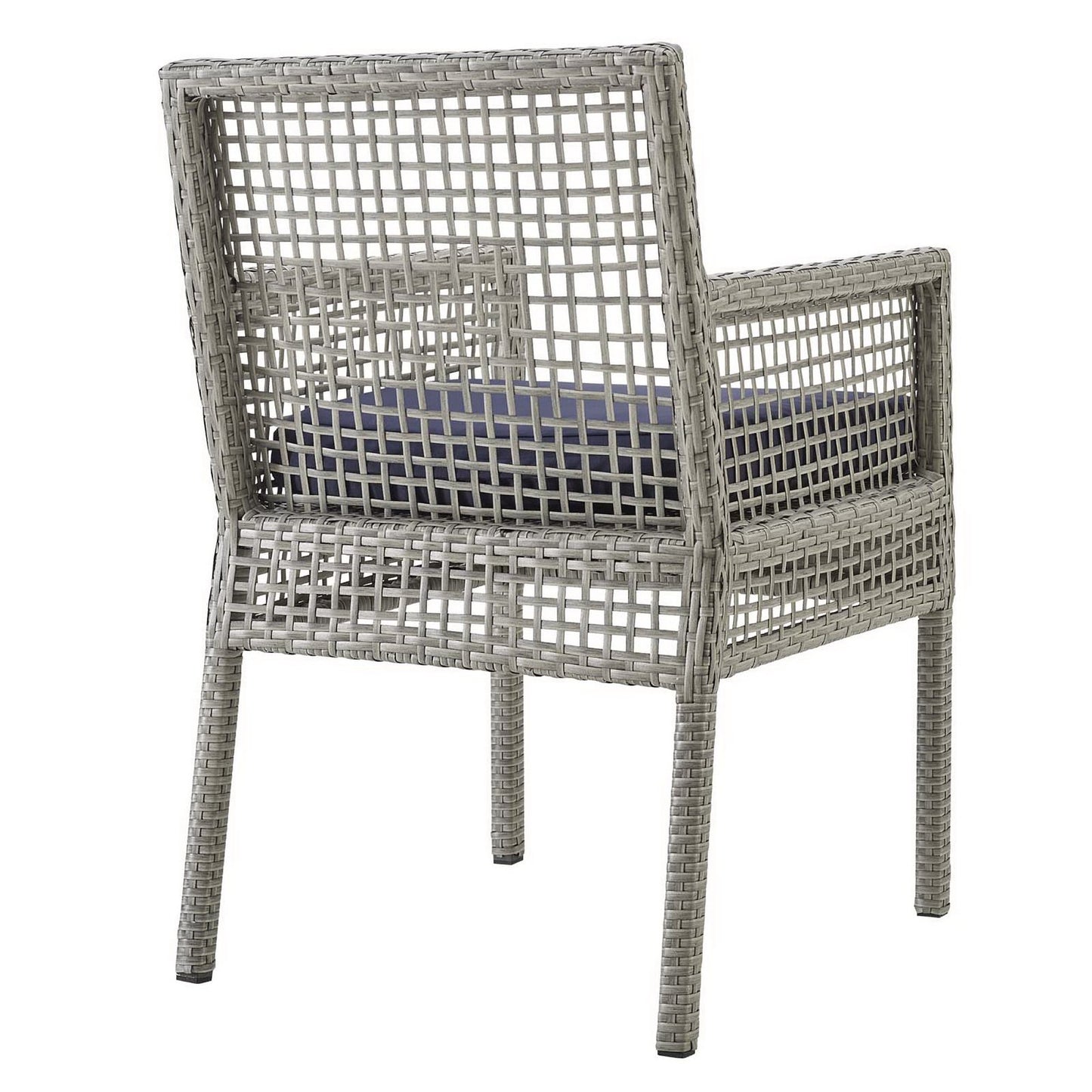Modway - Aura Outdoor Patio Wicker Rattan Dining Armchair by Modway  Outdoor Furniture Bar and Dining Blue - EEI-2920-GRY-NAV