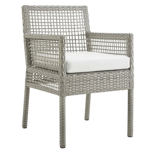 Modway - Aura Outdoor Patio Wicker Rattan Dining Armchair by Modway  Outdoor Furniture Bar and Dining White - EEI-2920-GRY-WHI