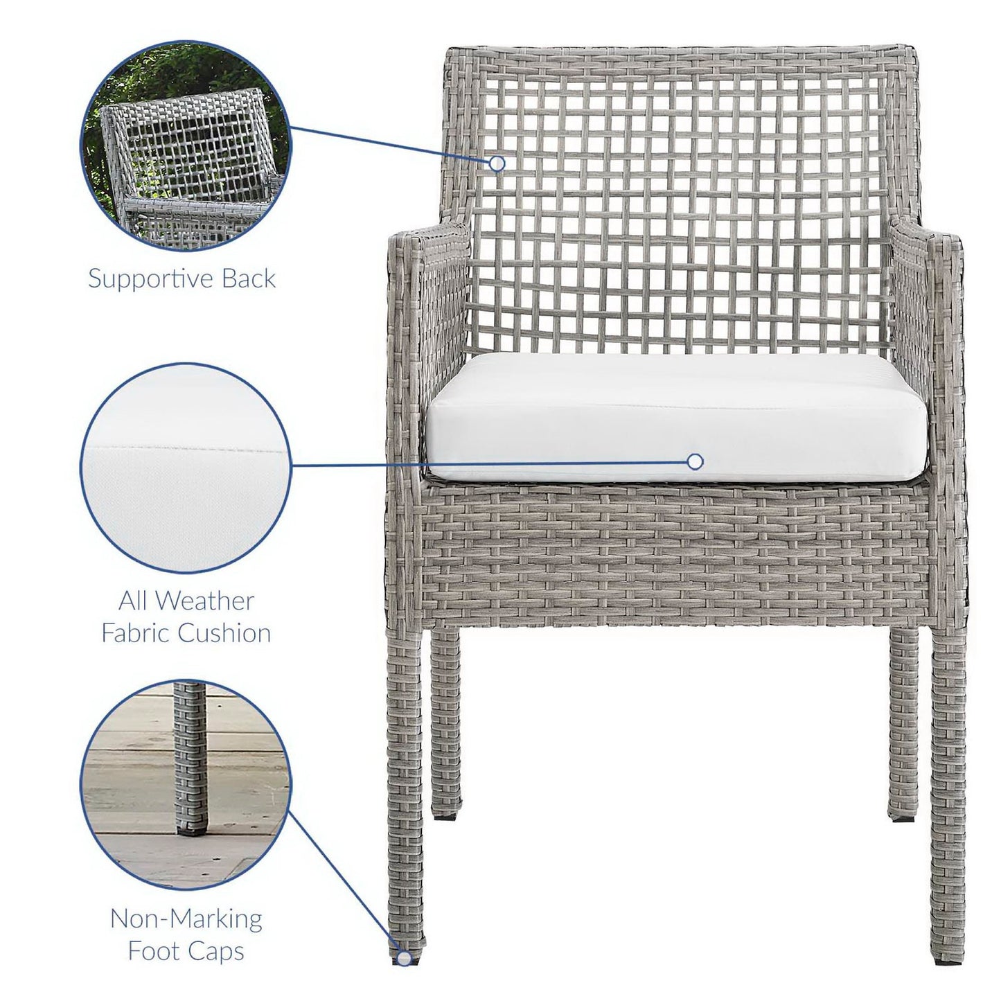 Modway - Aura 7 Piece Outdoor Patio Wicker Rattan Set by Modway  Outdoor Furniture Bar and Dining White - EEI-3560-GRY-WHI-SET