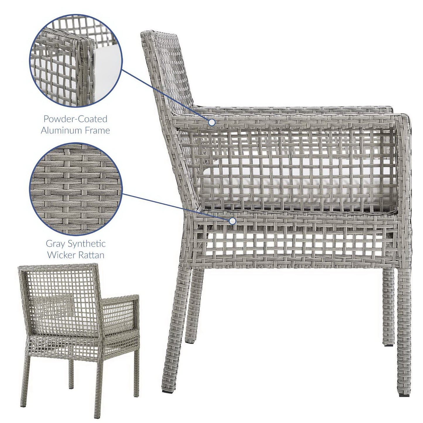 Modway - Aura 7 Piece Outdoor Patio Wicker Rattan Set by Modway  Outdoor Furniture Bar and Dining White - EEI-3560-GRY-WHI-SET