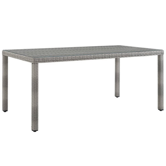 Modway - Aura 68" Outdoor Patio Wicker Rattan Dining Table by Modway  Outdoor Furniture Bar and Dining Gray - EEI-2921-GRY