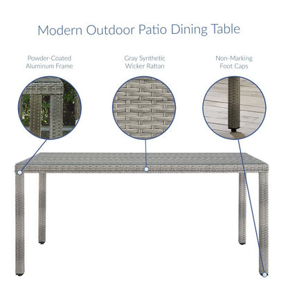 Modway - Aura 68" Outdoor Patio Wicker Rattan Dining Table by Modway  Outdoor Furniture Bar and Dining Gray - EEI-2921-GRY