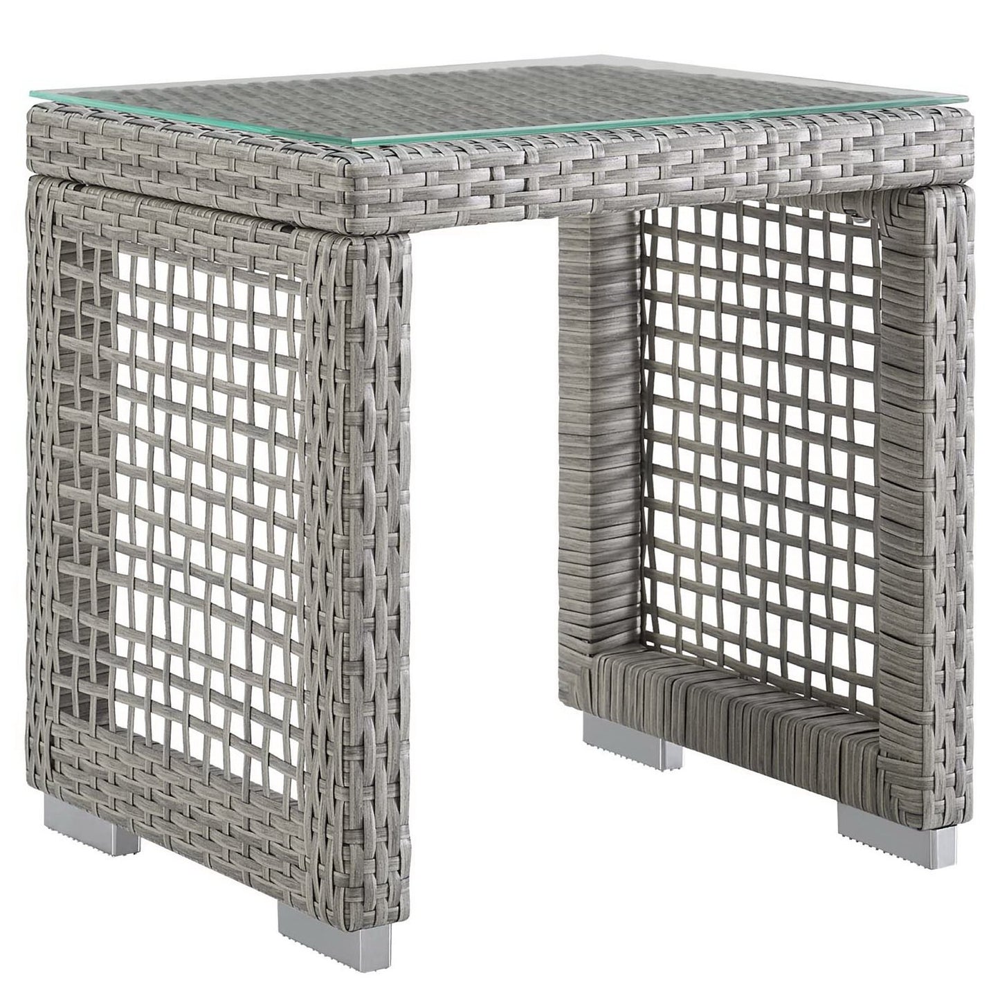 Modway - Aura Outdoor Patio Wicker Rattan Side Table by Modway  Outdoor Furniture Bar and Dining Gray - EEI-2922-GRY