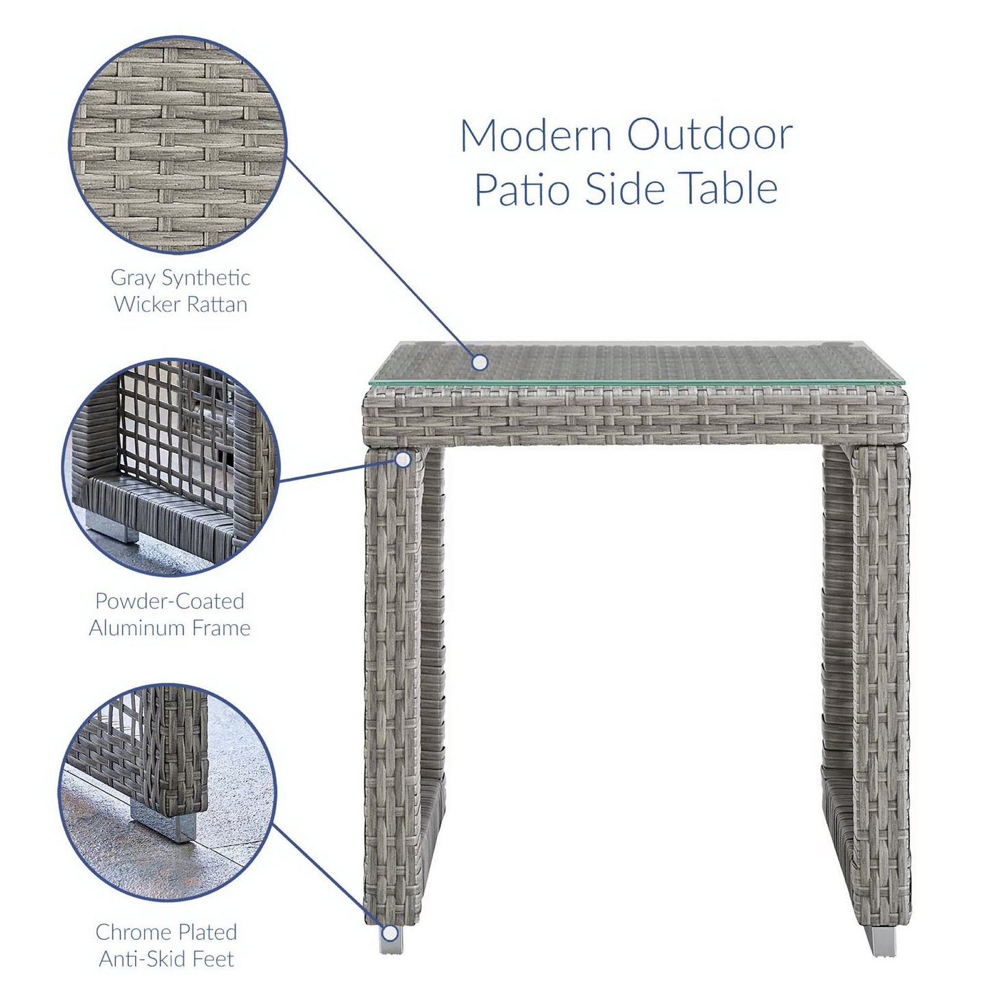 Modway - Aura Outdoor Patio Wicker Rattan Side Table by Modway  Outdoor Furniture Bar and Dining Gray - EEI-2922-GRY