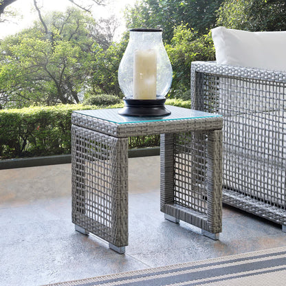 Modway - Aura Outdoor Patio Wicker Rattan Side Table by Modway  Outdoor Furniture Bar and Dining Gray - EEI-2922-GRY