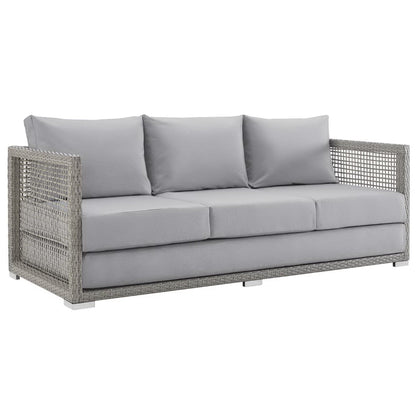 Modway - Aura Outdoor Patio Wicker Rattan Sofa by Modway  Outdoor Furniture Sofa Sectionals Gray - EEI-2923-GRY-GRY