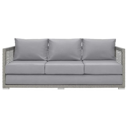 Modway - Aura Outdoor Patio Wicker Rattan Sofa by Modway  Outdoor Furniture Sofa Sectionals Gray - EEI-2923-GRY-GRY
